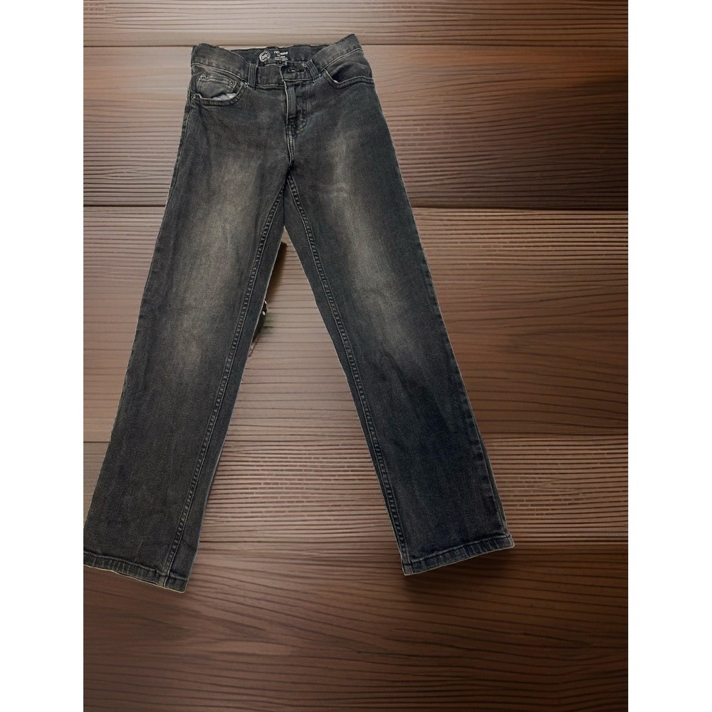 Wonder Nation Boys Black Dark Wash Relaxed Slim Jeans Size 10 Adjustable Waist